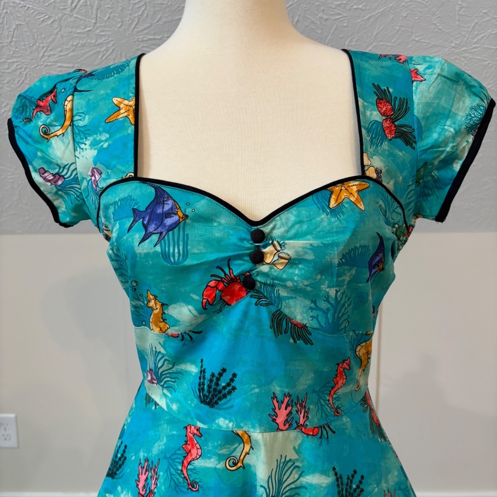 NWT! Lindy Bop Bella Dress in Seahorse Print XS - Picture 3 of 9